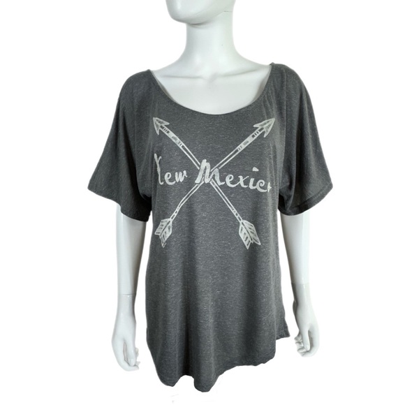 Pimatee Women’s Dolman Sleeve Gray New Mexico Arrow Print Tee - Picture 1 of 6